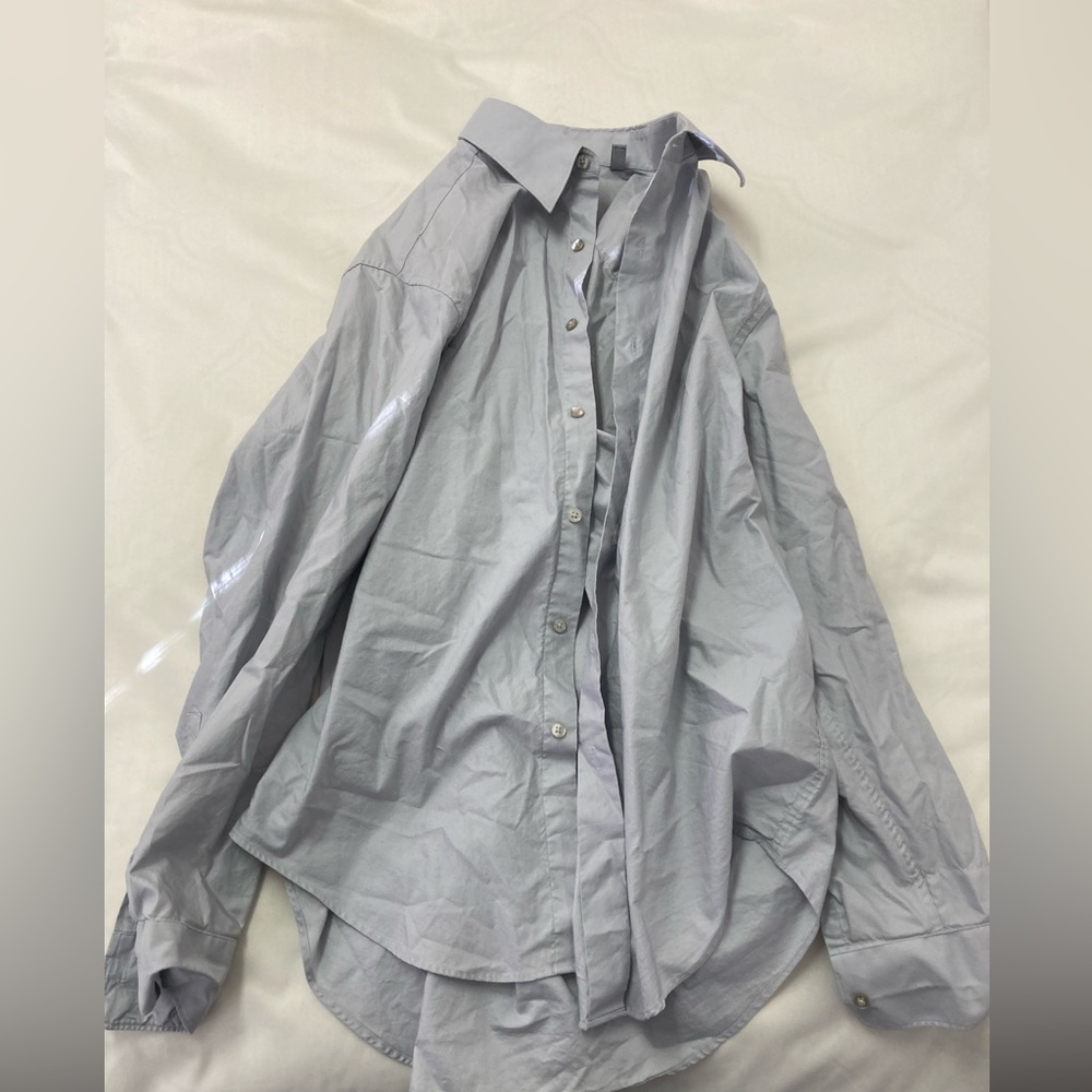 Silver button down shirt large 16 1/2 32/33